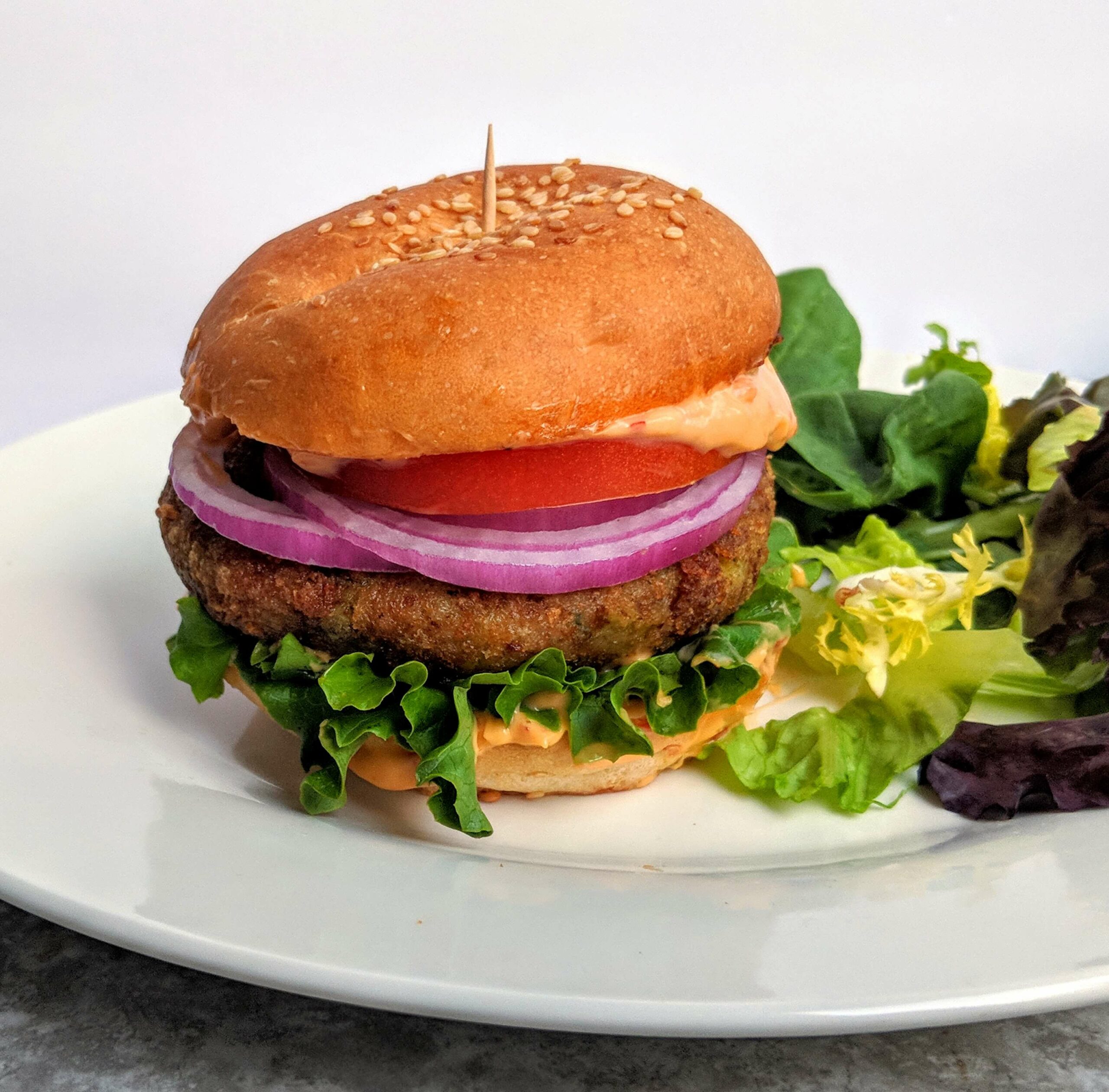 Veggie Burger Recipe | Veg Aloo Tikki Burger - VegeCravings