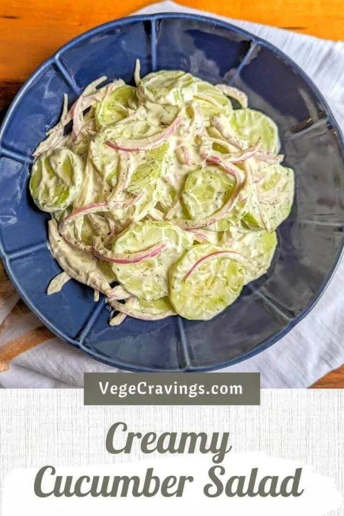 Creamy Cucumber Salad is a refreshing summer salad, made by tossing crispy cucumbers and onions in a creamy yogurt and dill dressing.