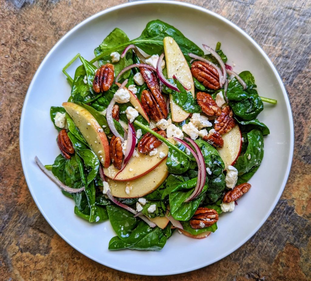 Spinach Apple Pecan Salad Recipe Step By Step Instructions
