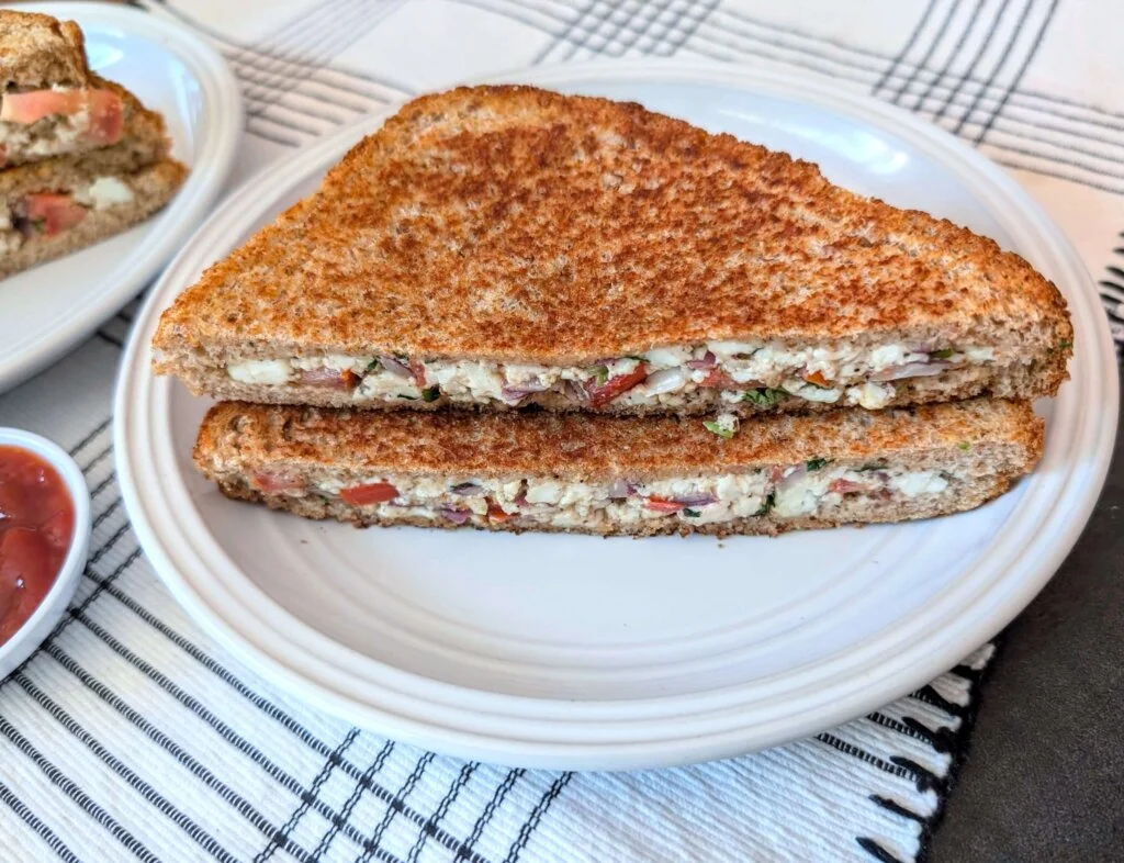 Paneer Onion Tomato Sandwich Recipe Step By Step Instructions